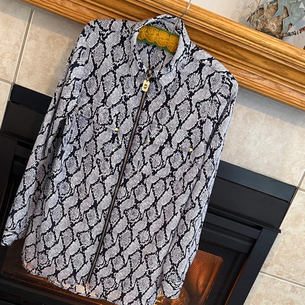 Michael Kors Black and White Snake Print Top